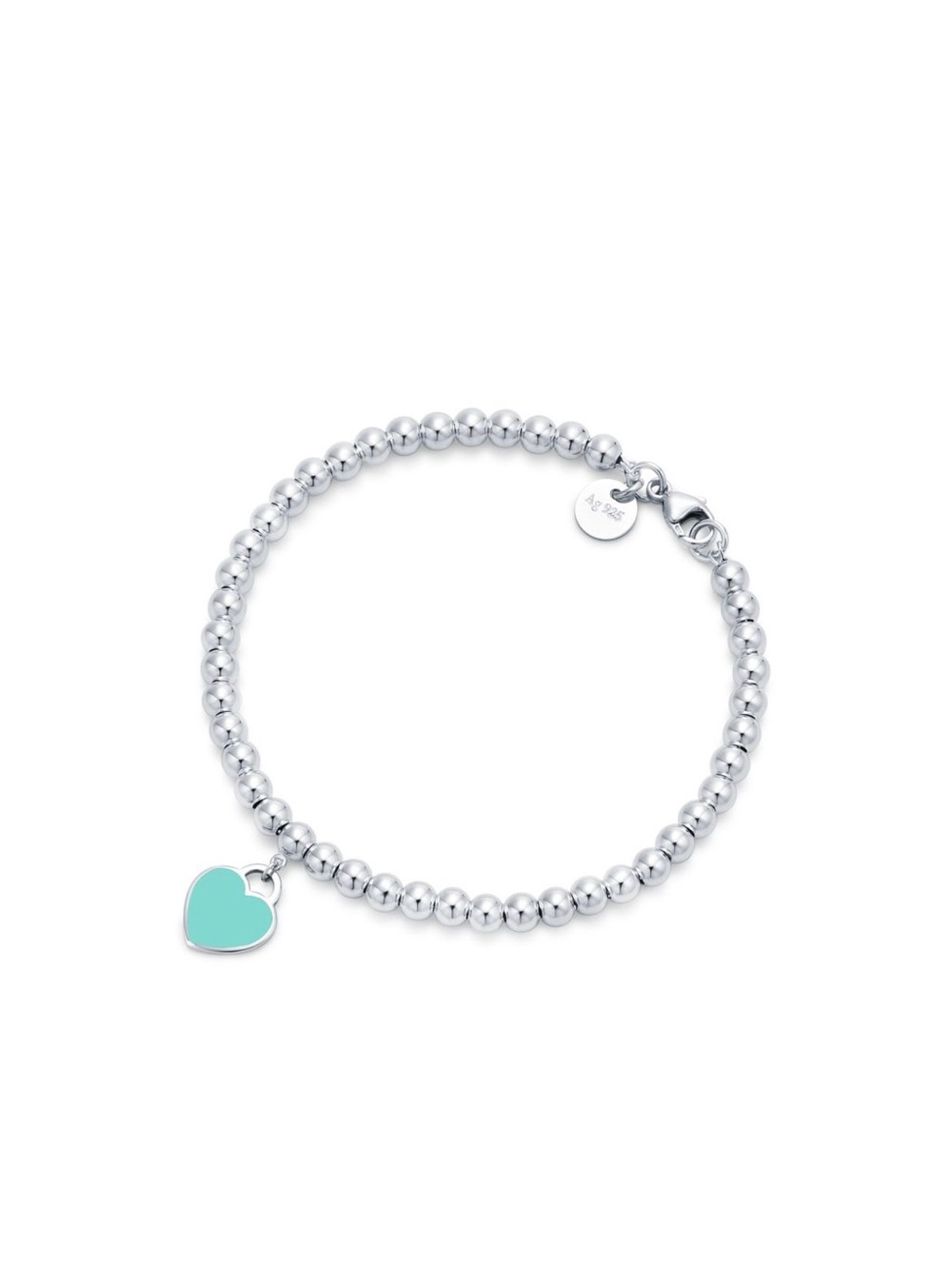 Tiffany Blue Heart Tag Bead Bracelet